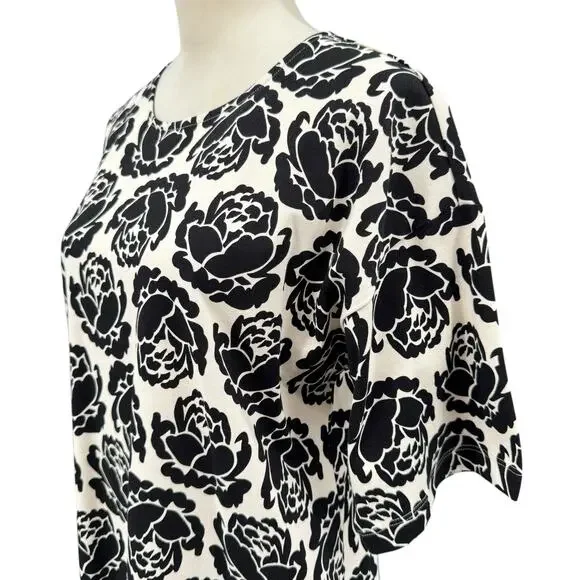 Tory Burch NWT L Rose Print Soft Knit Short Sleeve Cotton T-Shirt Dress
